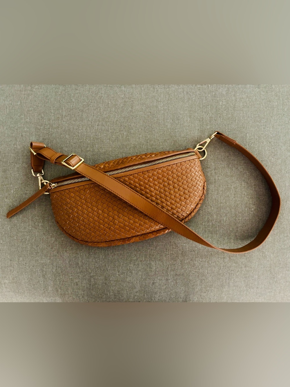 Quince Woven Italian Leather Crossbody Sling Bag - Picture 6 of 12